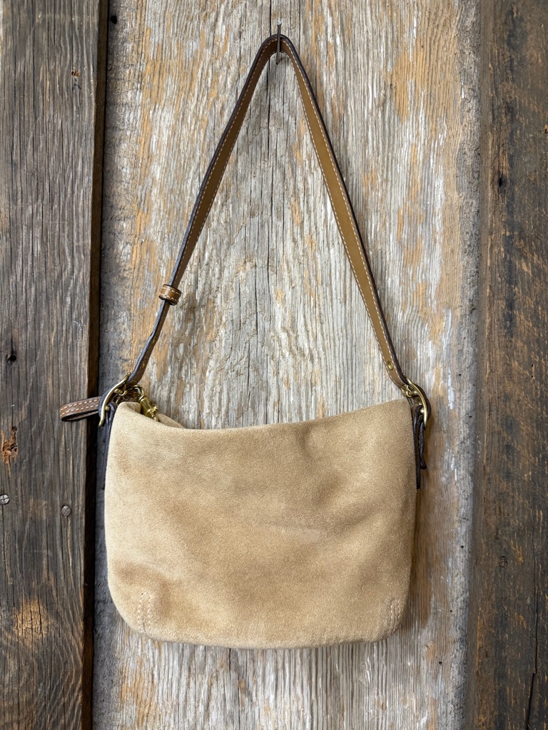 Vintage Coach Legacy Mini Tan Suede Shoulder Bag Handbag Y2k